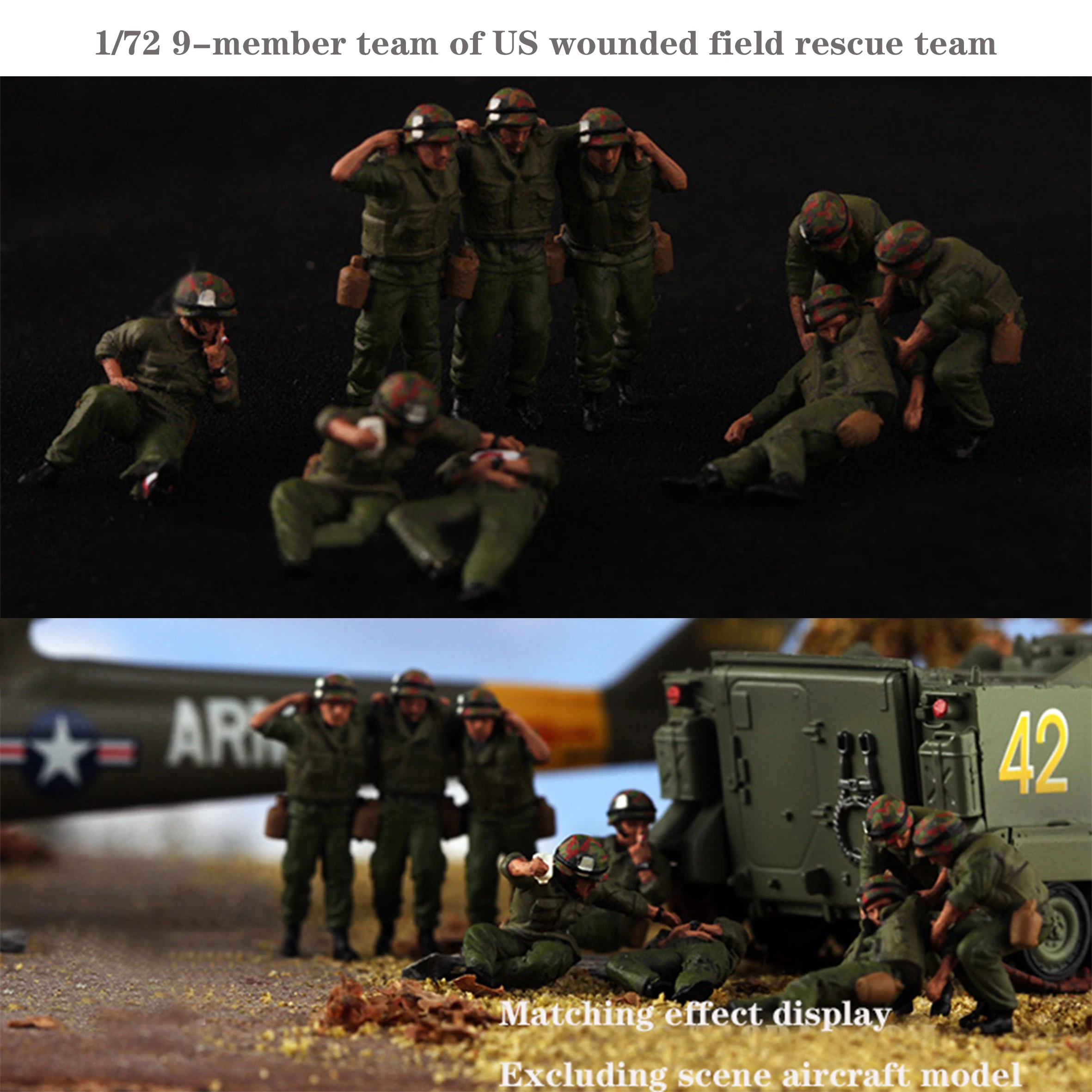 1/72 9-členný tím z NÁS zranených oblasti rescue team Vietnam Farebné skončil vojak model . ' - ' . 0