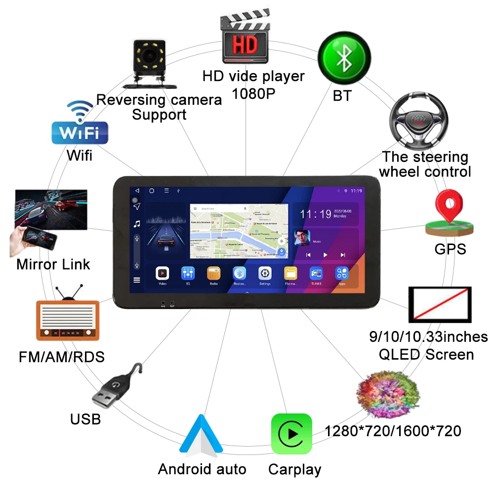 10.33 Palcový autorádia Pre TOYOTA Camry 2021 LHD 2Din Android Octa-Core Auto Stereo DVD Prehrávač, GPS Navigáciu QLED Obrazovke Carplay . ' - ' . 3