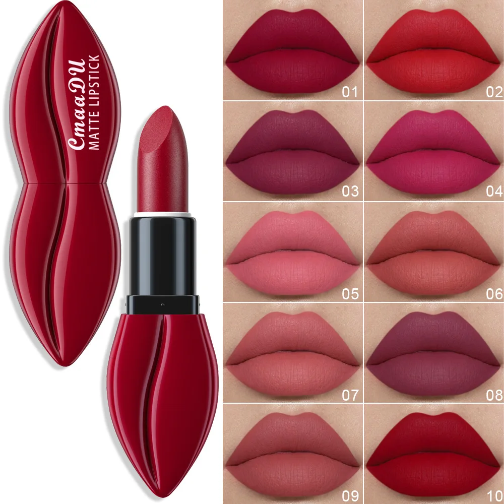 10 Farieb Nepremokavé Veľké Ústa Nahé Matné Rúže Long Lasting Lip Stick Nie Vyblednutiu Sexy Red Velvet Rúže Make-Up, Kozmetické . ' - ' . 2