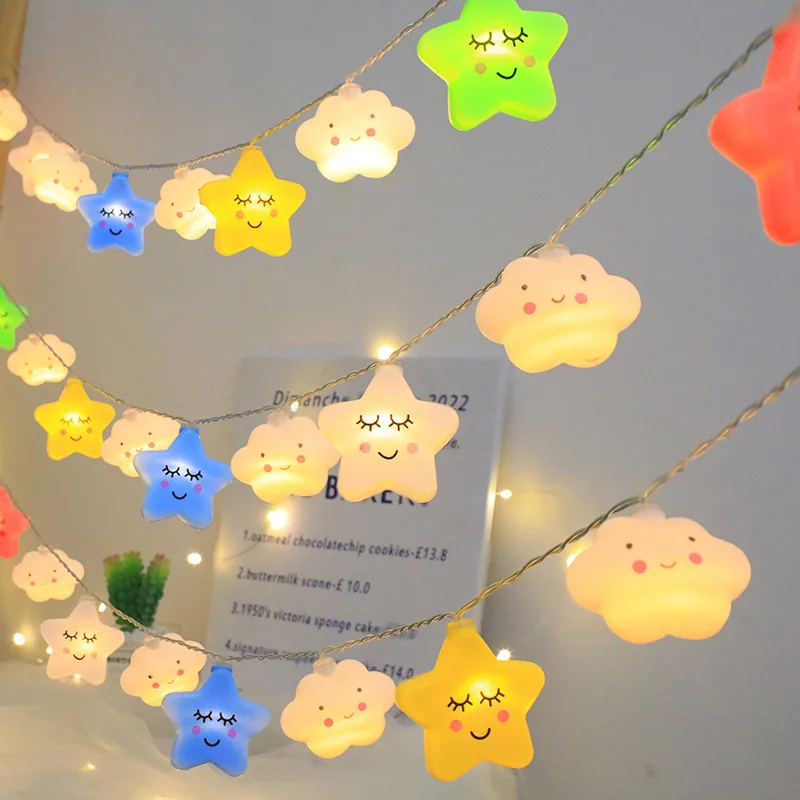 10 LED Úsmev Star Cloud Fairty Svetlo Reťazec Christmas Vonkajšie Vlkovcový Garland na Svadbu, Dovolenku Dekorácie Deti Izba Dekor . ' - ' . 1