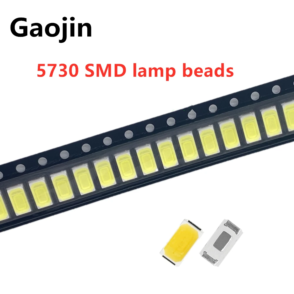 100KS Vysokej Kvality SMD2835 SMD5730 Medi 3V 60-65LM Svetla LED Dióda 0,5 W LED Čip Super jasné LED Biele Perličky . ' - ' . 2