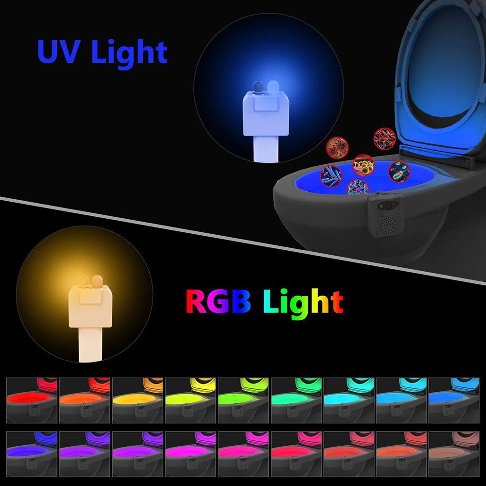 16-Farebné LED Snímača Pohybu Wc Svetlo s Air Osviežujúca Vôňa UV Baktericídny Svietidlo Núdzové Osvetlenie pre Kúpeľňa . ' - ' . 0
