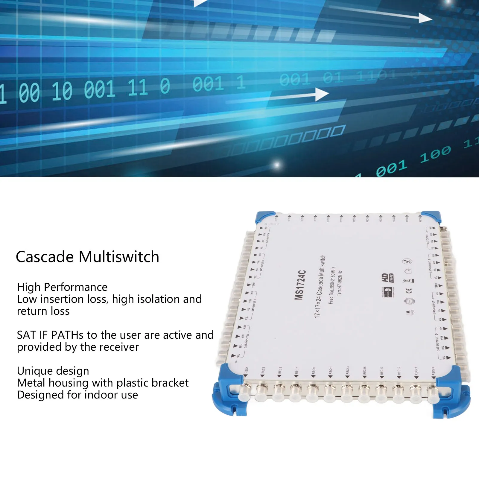 17x17x24 Cascade Multiswitch Profesionálne Plug and Play, Multi Kanál, Satelitný Prepínač pre Vnútorné Použitie AC100‑240V . ' - ' . 3