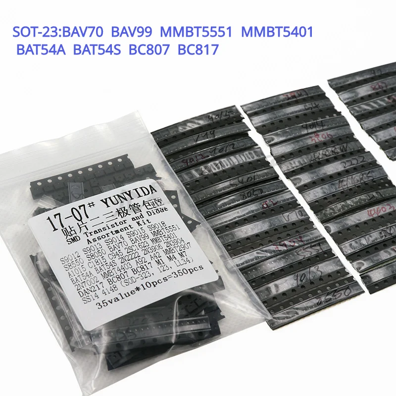 1N5819（SS14）1N4004（M4）1n4007（M7）atď SMD Tranzistorov Sortiment Auta, 350PCS Vzoriek - 35 Typy*10pcs . ' - ' . 0