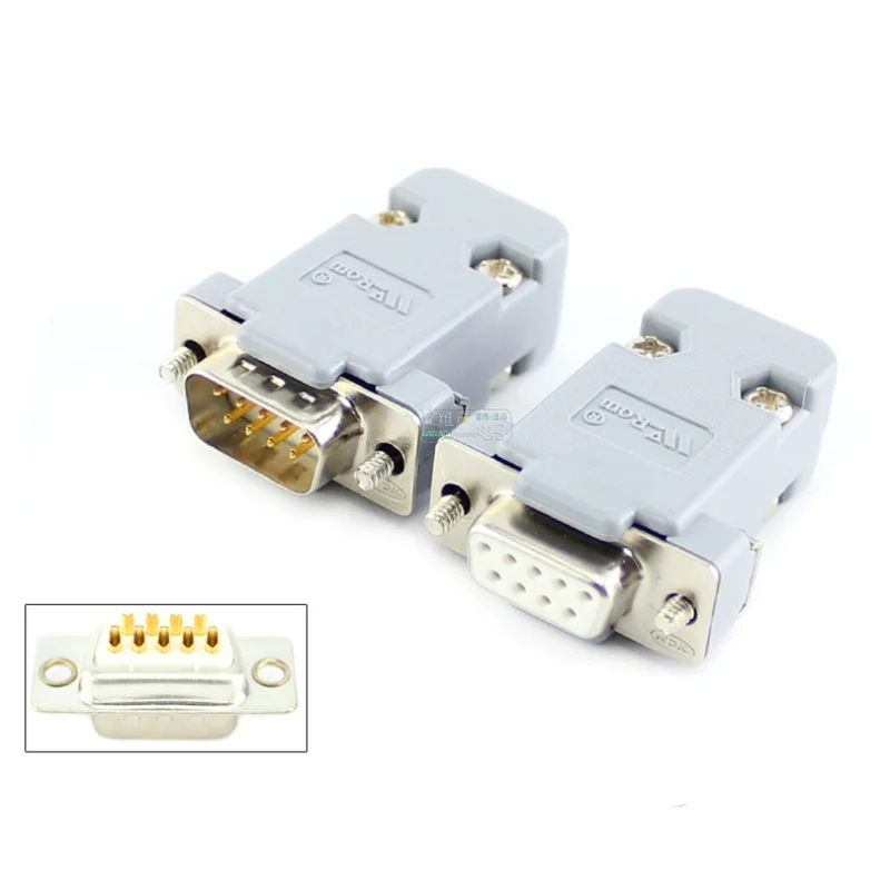 1Pcs pozlátené DB9 dva riadky 9-pin COM zváranie D-SUB hlavičky RS232/485 konektor sériový port PLC muţi a ţeny HiFi . ' - ' . 0