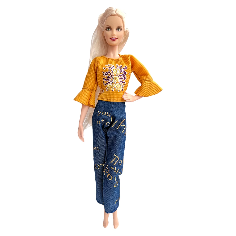1Set Princezná Štýl Módne Farby Tričko + Pohode Dlho Džínsy Pre Bábiku Barbie 1/6 Príslušenstvom Bábiky Hračky 299H . ' - ' . 1
