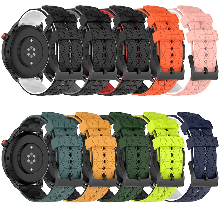20 MM Futbalový Vzor Dve farebné Hodinky Silikónové Popruh Watchband pre Samsung Galaxy Watch 5/Huawei GT . ' - ' . 0