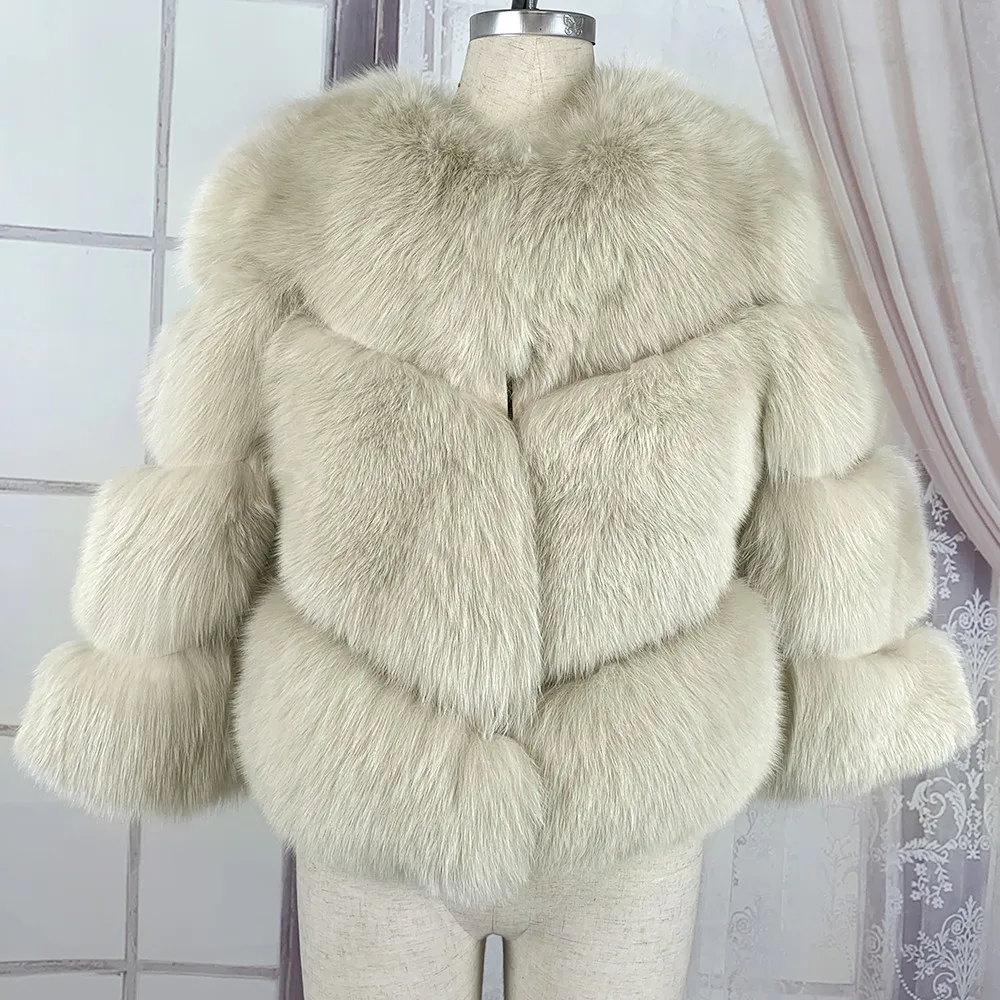 2021 Nové Reálne Líška Srsť, Krátke Kabáty Ženy Zimné Móda Teplé Prírodné Plný Pelt Skutočné Fox Kožušinové Bundy Béžová Kožušiny Luxusné Vrchné Oblečenie . ' - ' . 4