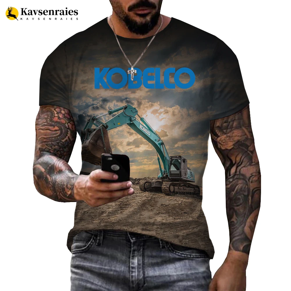 2022 Hot Predaj Ťažkých Zariadení Traktor Bager Vytlačený 3D T-shirt Mužov Letné Vonkajšie Módne Bežné Tričko Streetwear Pohode Zhora . ' - ' . 1