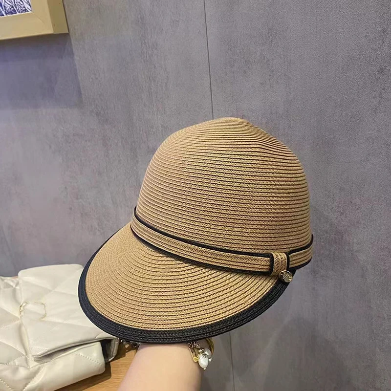 2023 Nové Letné Slamený Klobúk Módne Luk Dekorácie Dámske Jazdecké Klobúk Vintage Japonský Clonu Spp Anti-UV Cestovné Beach Sun Hat . ' - ' . 0