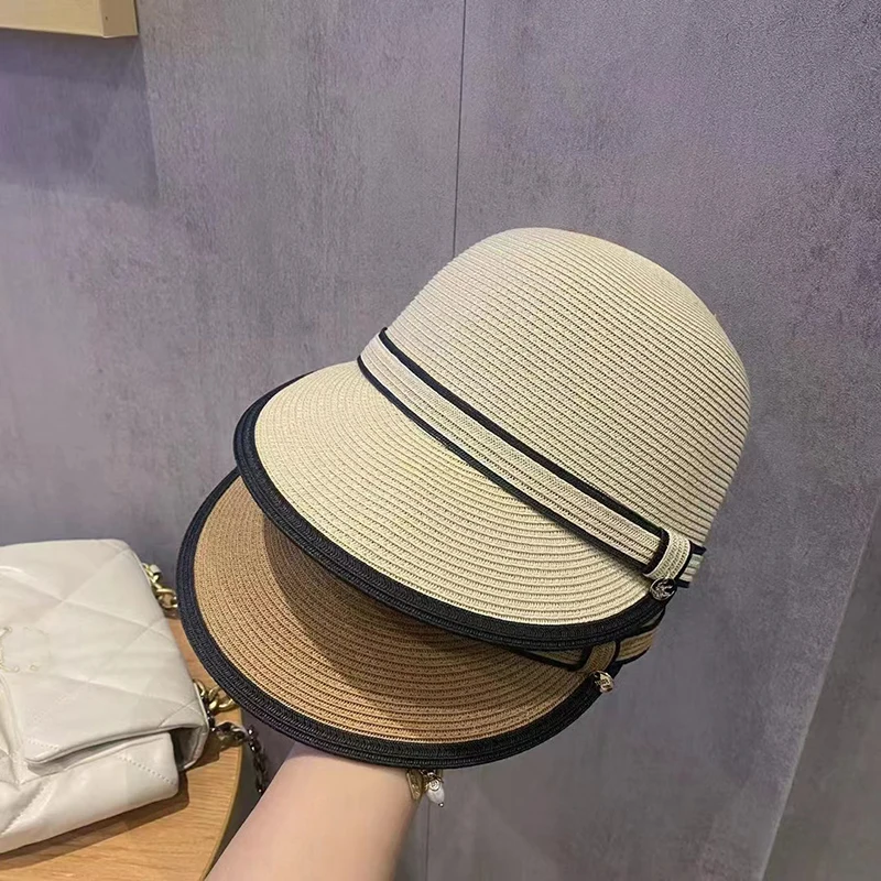 2023 Nové Letné Slamený Klobúk Módne Luk Dekorácie Dámske Jazdecké Klobúk Vintage Japonský Clonu Spp Anti-UV Cestovné Beach Sun Hat . ' - ' . 1