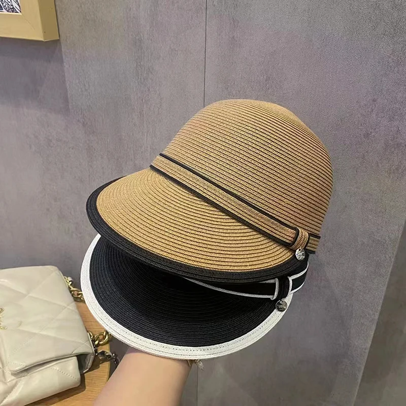 2023 Nové Letné Slamený Klobúk Módne Luk Dekorácie Dámske Jazdecké Klobúk Vintage Japonský Clonu Spp Anti-UV Cestovné Beach Sun Hat . ' - ' . 2