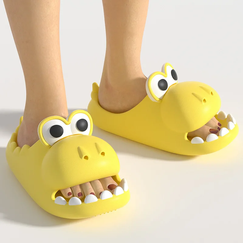 2023 NOVÉ Letné Zábavné Papuče pre Ženy Roztomilý Kreslený Dinosaurov Listy Mäkké Prst Otvorené Sandále Módne Zvieratá Non-slip Flip Flop . ' - ' . 3