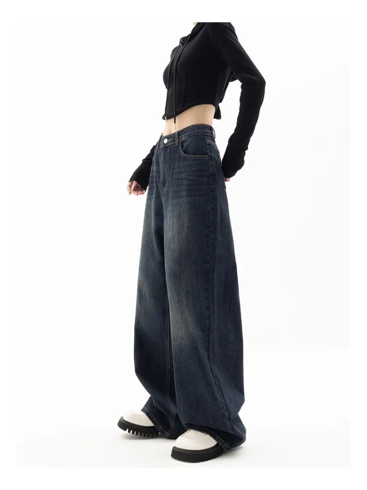 2023 Vintage Ženy Širokú Nohu, Džínsy Neforemné Džínsové Nohavice Nadrozmerné Grunge Streetwear Y2k Jeseň Nohavice Kórejský Móda . ' - ' . 5