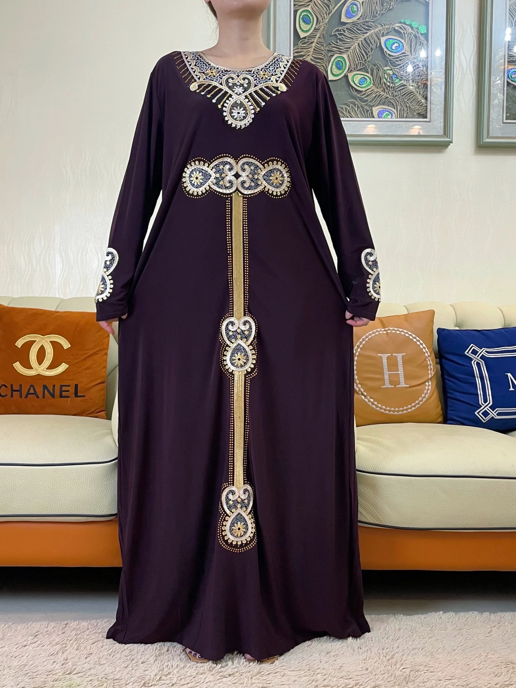 2023New Dubaj Moslimských Jar Abaya Perličiek Vločka Výšivky Maxi Modlitba Šaty dámske Voľné arabský Islam Oblečenie Dlhé Šaty Eid . ' - ' . 0