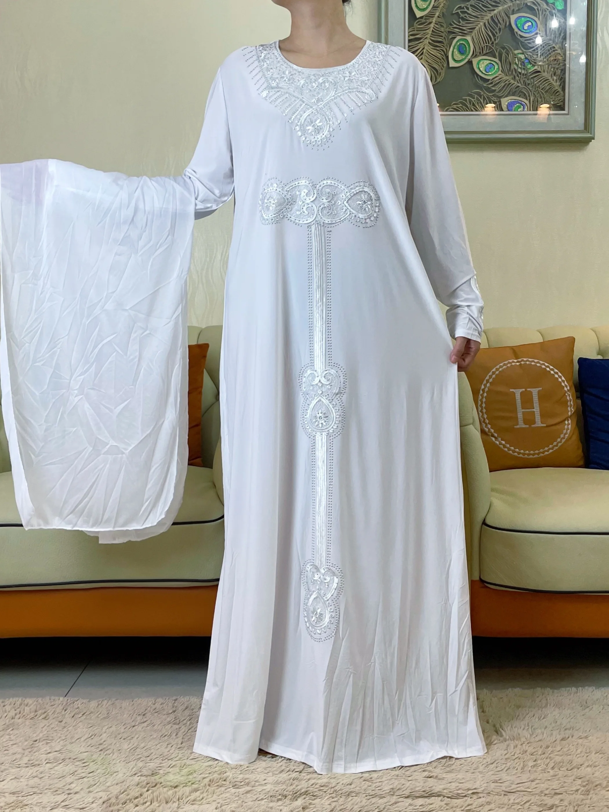 2023New Dubaj Moslimských Jar Abaya Perličiek Vločka Výšivky Maxi Modlitba Šaty dámske Voľné arabský Islam Oblečenie Dlhé Šaty Eid . ' - ' . 1