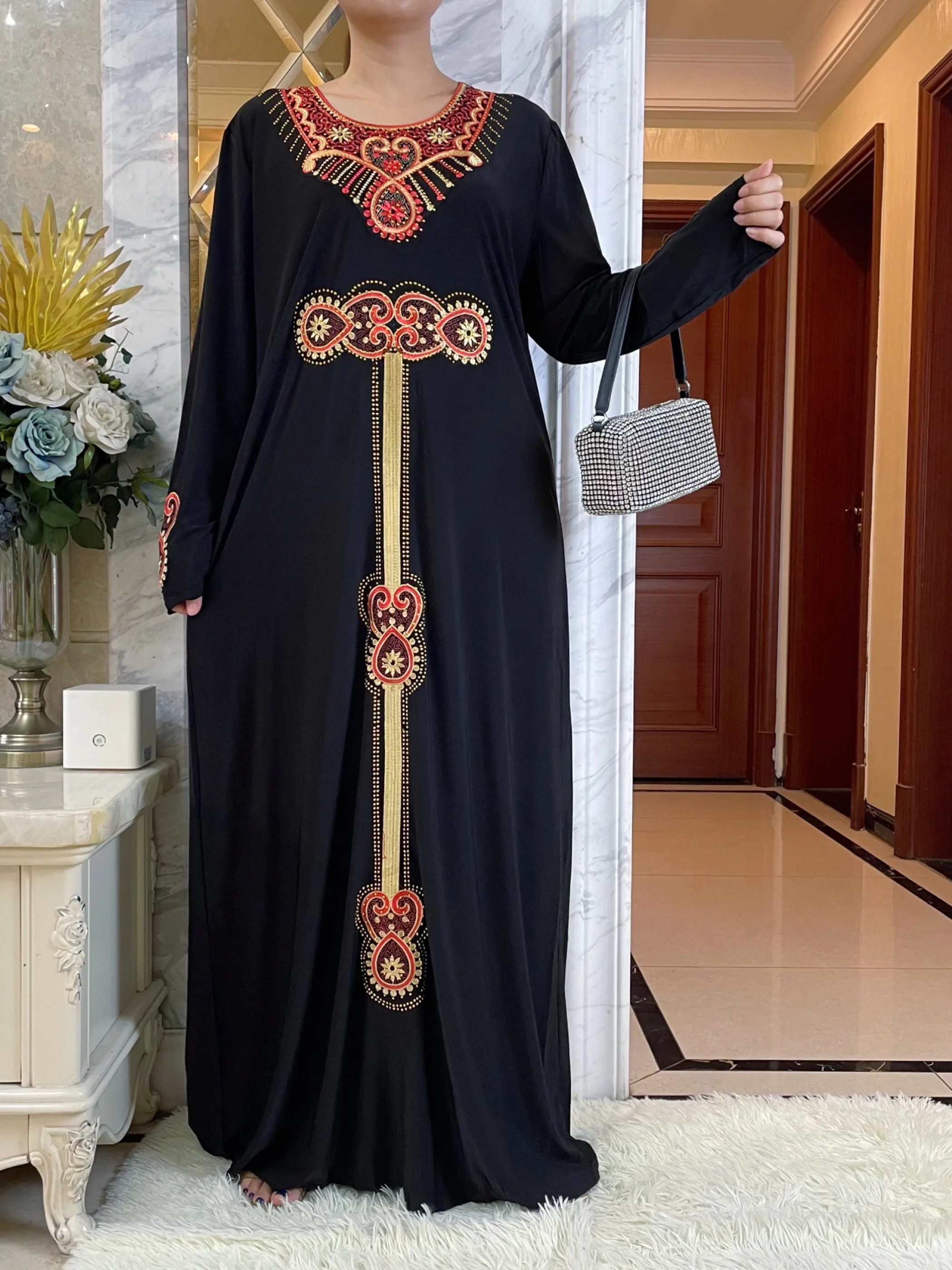2023New Dubaj Moslimských Jar Abaya Perličiek Vločka Výšivky Maxi Modlitba Šaty dámske Voľné arabský Islam Oblečenie Dlhé Šaty Eid . ' - ' . 3