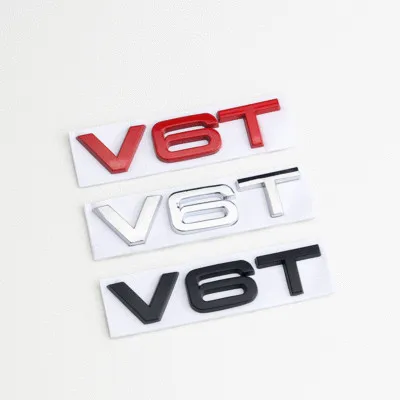 20X 3D Kovov Chrome Black Red V6T V8T Auto Styling Strane Tela Znak Chvost batožinového priestoru Blatník Odznak Nálepka Pre Audi A4 A3 A5 Q3 Q5 atď . ' - ' . 2