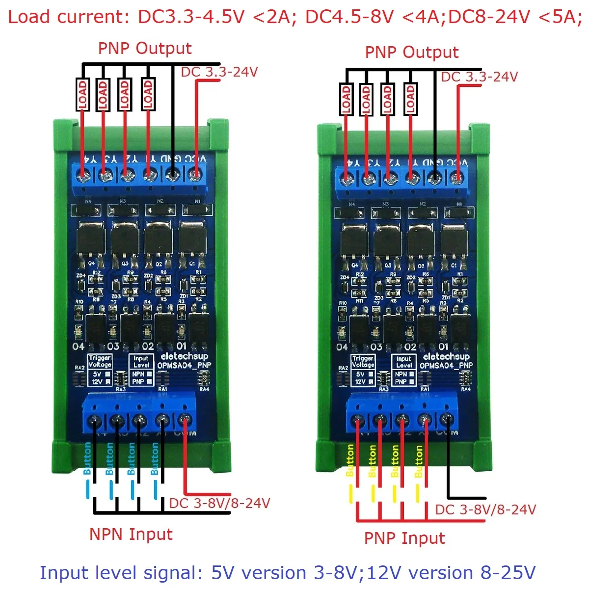 2x 8CH DC 3.3 V, 5V 12V 24V Digital Logic Úrovni Converter Invertor Optická Izolácia Dosky Solid State Relé Modul OPMSB08 . ' - ' . 4