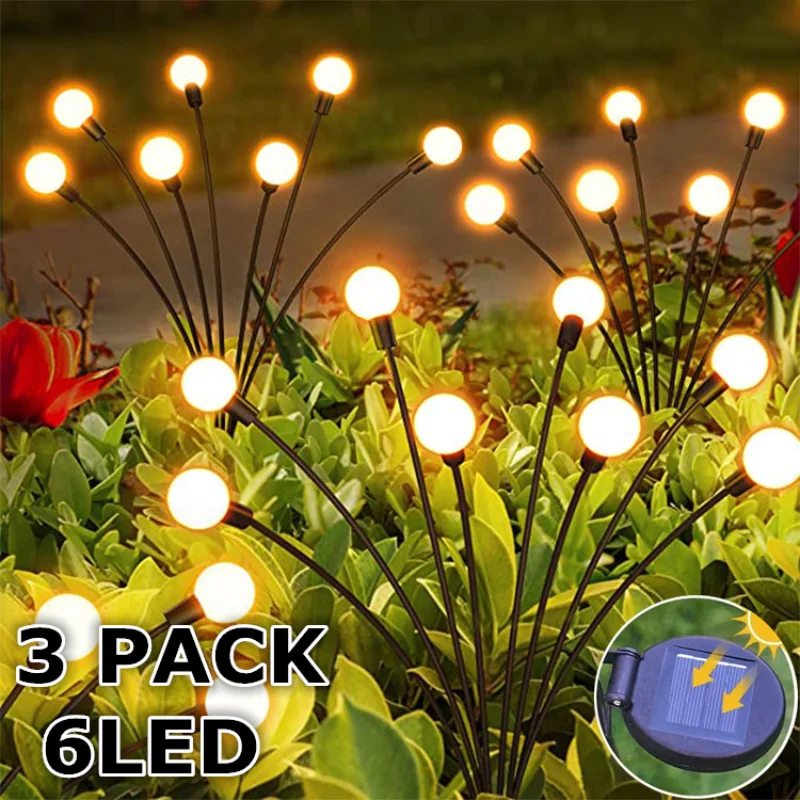 3 Pack Solárne Led osvetlenie Vonkajšie Záhradné Dekorácie Vonkajšie LED Solárne Svetlo Záhrada Krajiny Firefly Svetlá na Vianočné Záhradné Lampy . ' - ' . 0