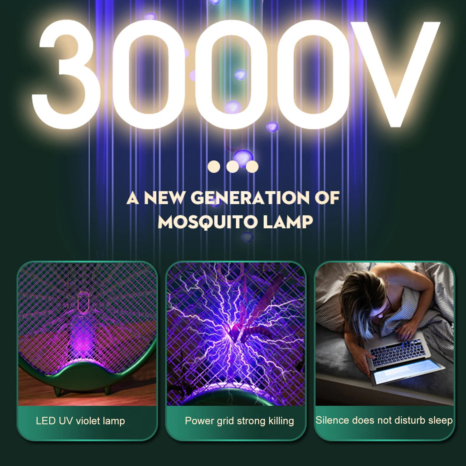 3000V Skladacia Mosquito Killer Lampa Otočná Elektrické Shocker Uv Svetlo USB Nabíjateľné Chybu Zapper Lete Lietať Swatters Pasce . ' - ' . 4