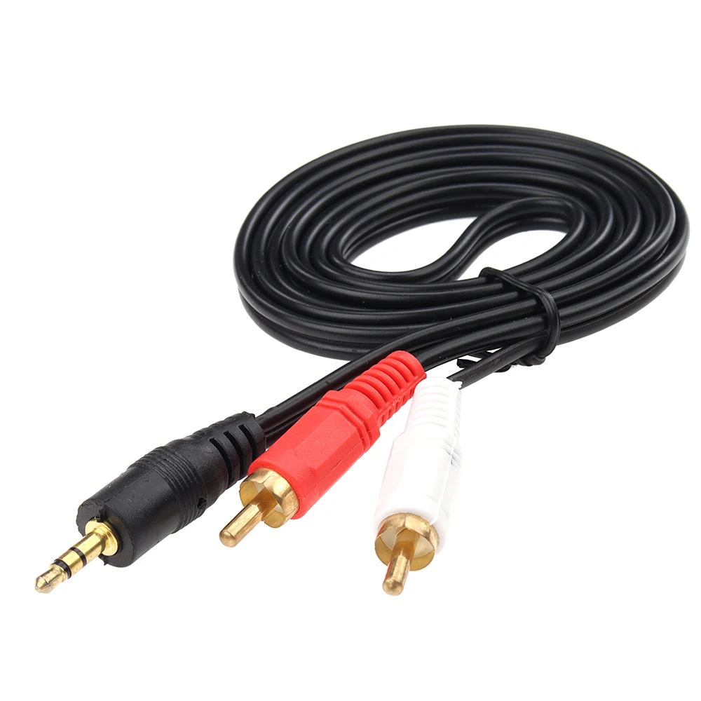 300pcs 1,5 M 5 FT 3,5 mm Samec Konektor Jack Konektor na 2 RCA Samec Stereo Kábel Adaptéra Audio AUX Linka pre Telefóny TV Zvuk Reproduktorov . ' - ' . 5