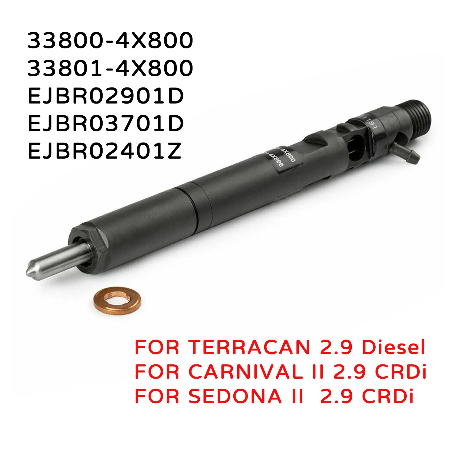 (4 KS) novinka pre Delphi EJBR02901D CRDI motorovej Nafty Injektor pre Hyundai Terracan KIA Carnival Sedona 2.9 33800-4X800 . ' - ' . 1