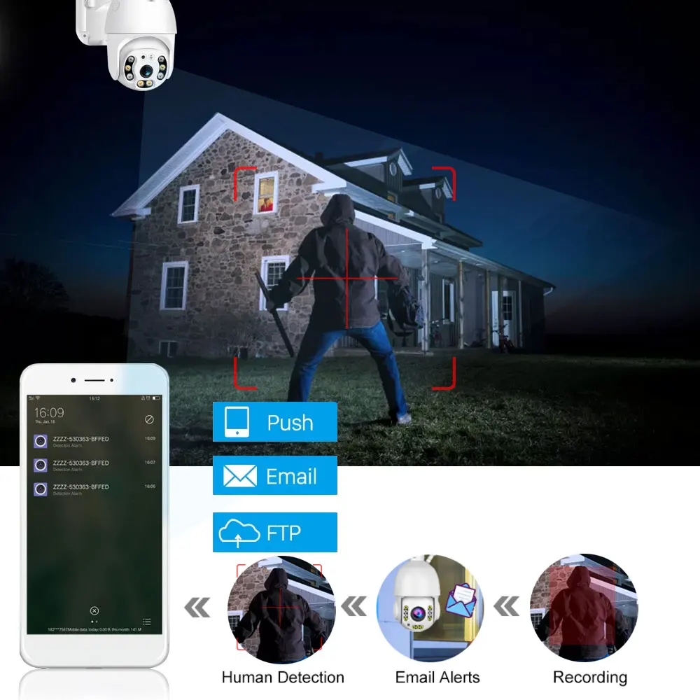 4K 8MP Wifi PTZ IP Kamera Auto Tracking Vonkajšie Farebné Nočné Videnie Bezdrôtové Bezpečnostné CCTV Kamera ICsee kamerový Cam . ' - ' . 3