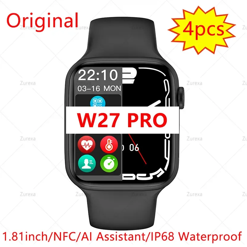 4pcs Iwo W27 Pro Smart Hodinky Muži Ženy s NFC 1.81 Palcový Bluetooth Hovor AI Asistent Smartwatch Mužov, Vodotesný Ip68 . ' - ' . 0