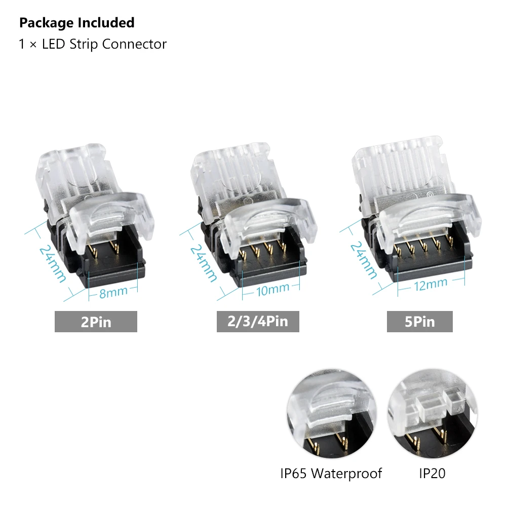 5 ks LED Pásy Konektor 2/3/4/5pin Elektrické Rozšírenie Drôtu Konektor Pre 2835 5050 RGB LED Pás Svetla Na Drôt Pripojenie Pomocou . ' - ' . 3
