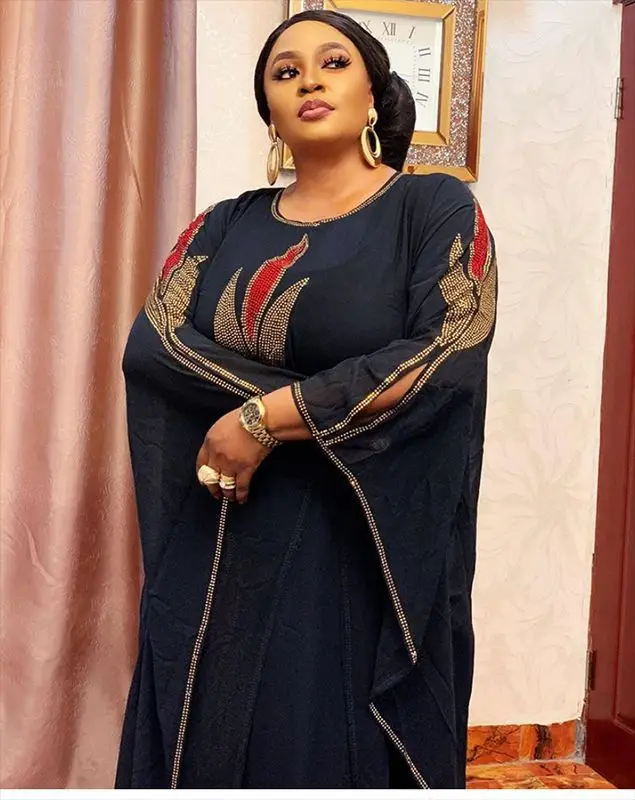 Africké Šaty Pre Ženy Župan Africaine Femme Moslimských Abaya Dubaj Plus Veľkosť Flitrami Šifón Bat Rukáv Maxi Šaty Vestidos Handričkou . ' - ' . 5