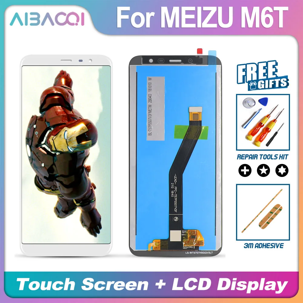 AiBaoQi Zbrusu Nový Dotykový Displej + Displej LCD+Rám+Napájací Kábel, Montáž Náhrada Za Meizu M6T . ' - ' . 2