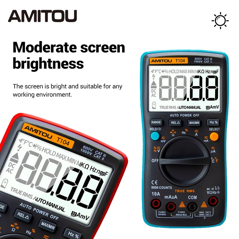 AMITOU T104 Profesionálny Digitálny Multimeter Elektrické Voltmeter Ammeter AC/DC Napätie Tester Multi-tester Nástroje pre Krupina . ' - ' . 1
