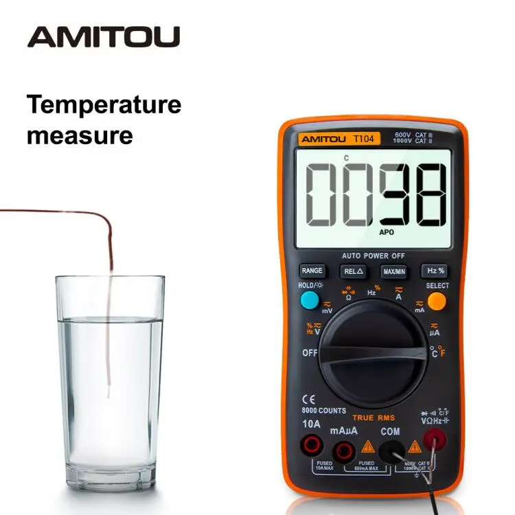 AMITOU T104 Profesionálny Digitálny Multimeter Elektrické Voltmeter Ammeter AC/DC Napätie Tester Multi-tester Nástroje pre Krupina . ' - ' . 3