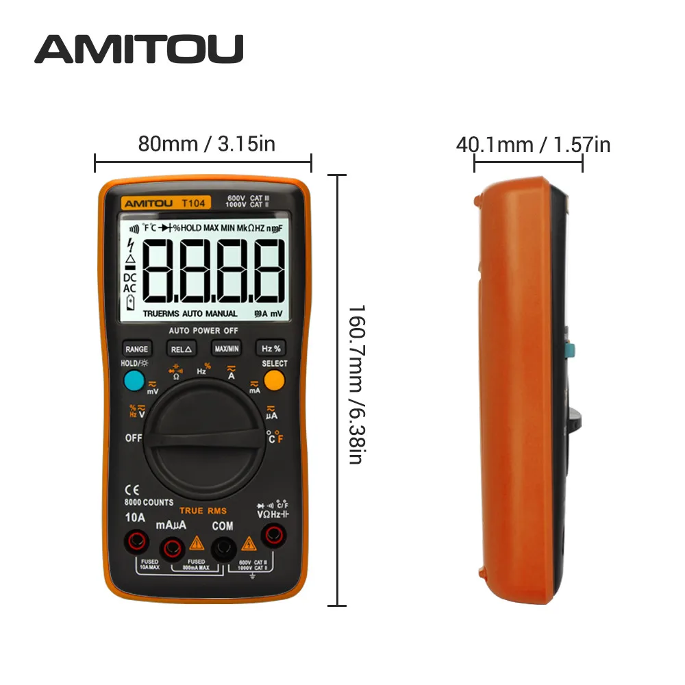 AMITOU T104 Profesionálny Digitálny Multimeter Elektrické Voltmeter Ammeter AC/DC Napätie Tester Multi-tester Nástroje pre Krupina . ' - ' . 4