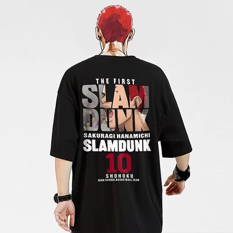 Anime Slam Dunk T-Shirt pre Mužov Sakuragi Hanamichi Kaede Rukawa Tee Nadrozmerné Japonského Manga Ženy, Krátky Rukáv, Rýchle dodanie . ' - ' . 0