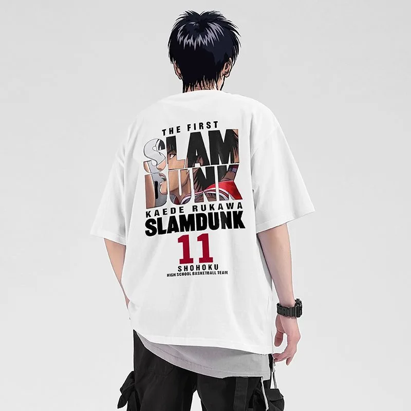 Anime Slam Dunk T-Shirt pre Mužov Sakuragi Hanamichi Kaede Rukawa Tee Nadrozmerné Japonského Manga Ženy, Krátky Rukáv, Rýchle dodanie . ' - ' . 1