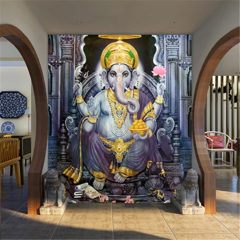 beibehang abstraktných de parede para quarto em 3d Juhovýchodnej Ázie Štýl jogy izba nástennú maľbu, tapety Indický slon boh nástenná maľba tapety . ' - ' . 1