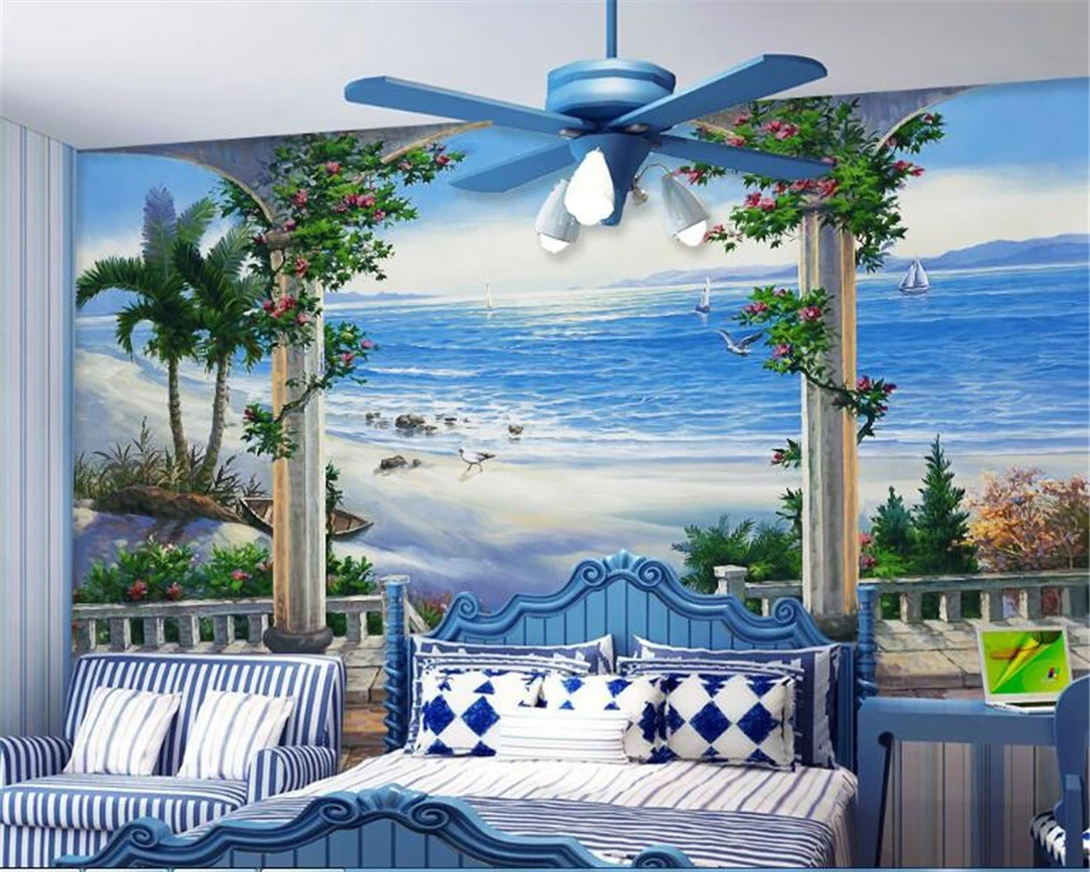 beibehang Sen, krásna pláž krajiny Stredomoria nástennú maľbu, tapety domova gauč pozadí na stenu, tapety na steny, 3 d . ' - ' . 0