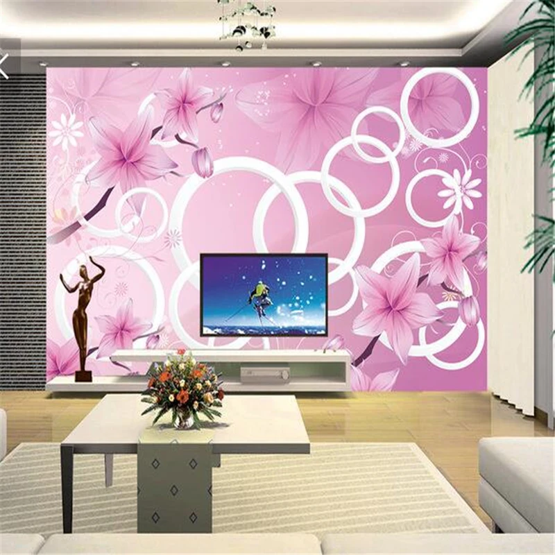 beibehang Vlastnú tapetu 3d vidiny jednoduché osobnosti kvet kruhu tapety spálne, obývacia izba, TV joj, steny papier . ' - ' . 2