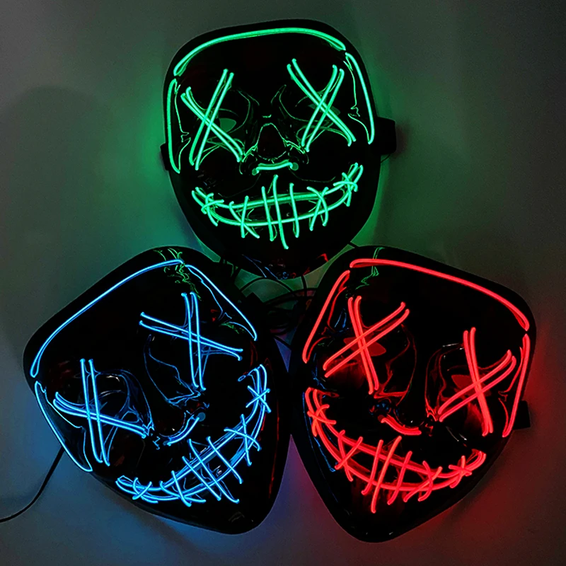 Bezdrôtové Halloween Neon Maska Led Maska Masque Maškaráda Strany Masky Svetlo Svietiť V Tme Hororové Masky Cosplay Kostým Dodávky . ' - ' . 1