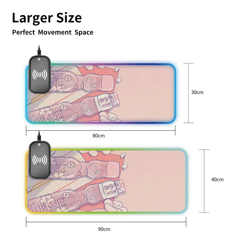 Cool animácie USB svetelný bezdrôtové nabíjanie podložka pod myš s LED rýchle nabíjanie osobnosť E-sports RGB farebné svetelné podložka pod myš . ' - ' . 4