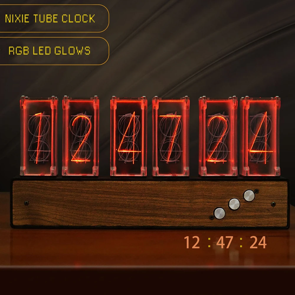 Digital RGB Nixie Tube Clock s Farebnými LED Svieti pre Domáce Stolné Dekorácie. Luxusné skrinky Upchávky pre Darček. . ' - ' . 1