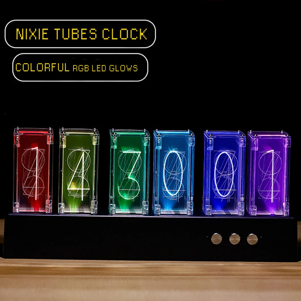 Digital RGB Nixie Tube Clock s Farebnými LED Svieti pre Domáce Stolné Dekorácie. Luxusné skrinky Upchávky pre Darček. . ' - ' . 2