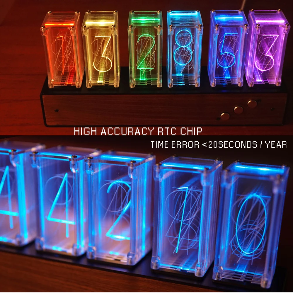Digital RGB Nixie Tube Clock s Farebnými LED Svieti pre Domáce Stolné Dekorácie. Luxusné skrinky Upchávky pre Darček. . ' - ' . 3