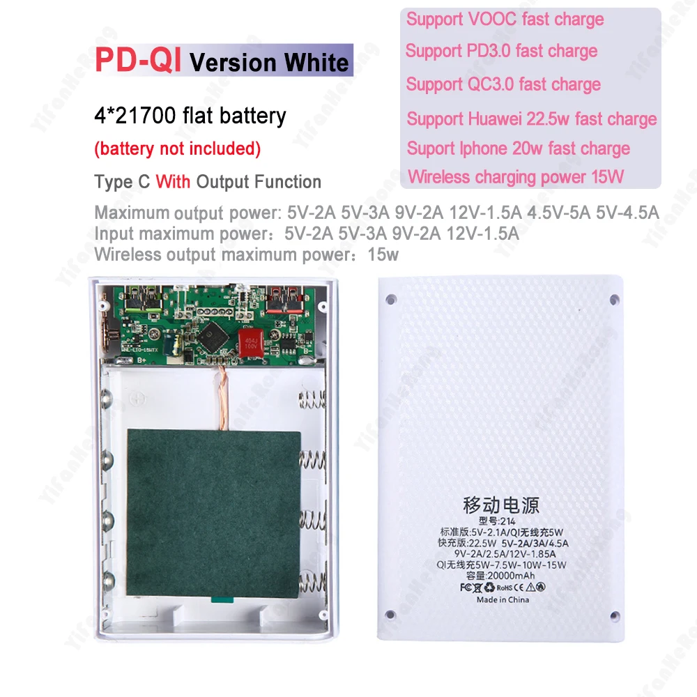 DIY Power Bank 4x 21700 Batérie Poľa Prípade Kit QC3.0 PD Rýchle Nabíjanie USB Nabíjačku s Displejom pre Smartphone . ' - ' . 2