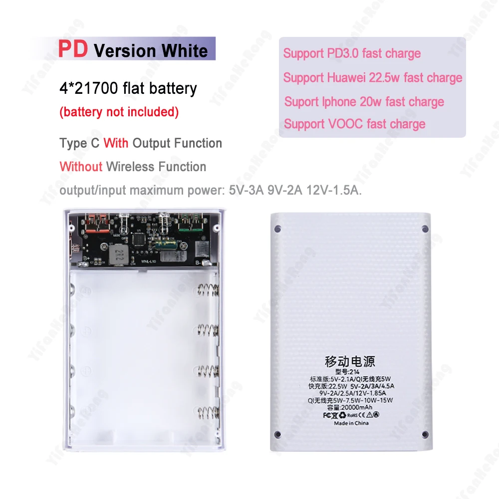 DIY Power Bank 4x 21700 Batérie Poľa Prípade Kit QC3.0 PD Rýchle Nabíjanie USB Nabíjačku s Displejom pre Smartphone . ' - ' . 3