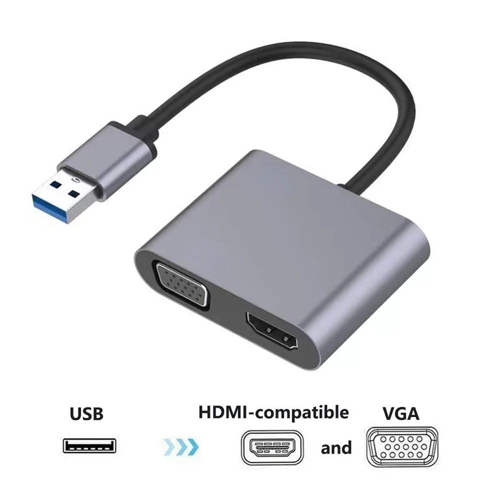 Duálne Zobrazovanie Audio Video Prevodník USB Na HD, VGA, Podpora Kompatibilný s HDMI VGA Sync Výstup pre Počítač, Notebook . ' - ' . 5