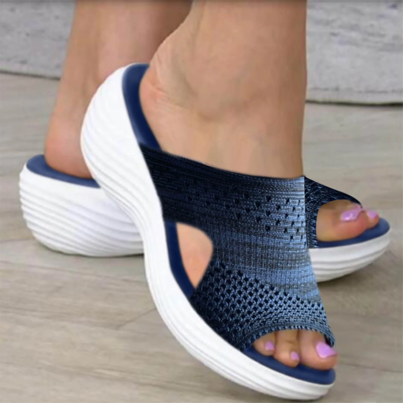 Dámske Outdoorové Sandále Módne Letné Kliny Platforma Topánky Vonkajšie Nosenie, Ľahký Flip-flops Pošmyknúť Na Pláži Bežné Papuče . ' - ' . 1