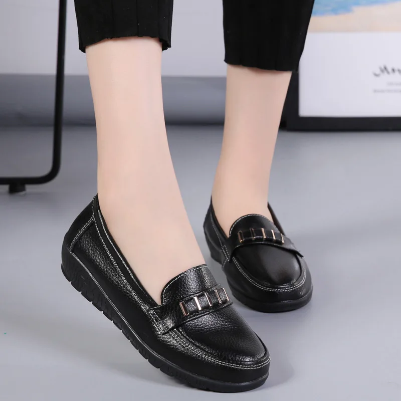 Dámske topánky originálne kožené mokasíny non-slip farbou ležérne topánky dámy 2020 nové módne bytov žena topánky zapatos de mujer . ' - ' . 0